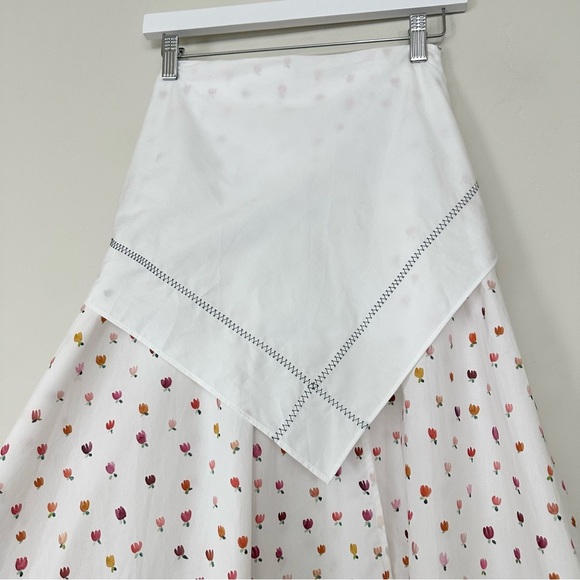 Rosie Assoulin Ula cotton poplin flower Waist Wrap midi skirt Tulip-printed - Picture 5 of 16